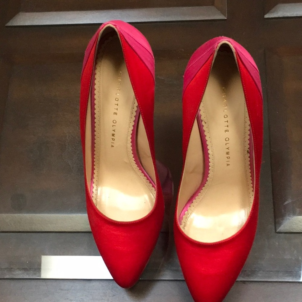 Charlotte Olympia red/pink platforms